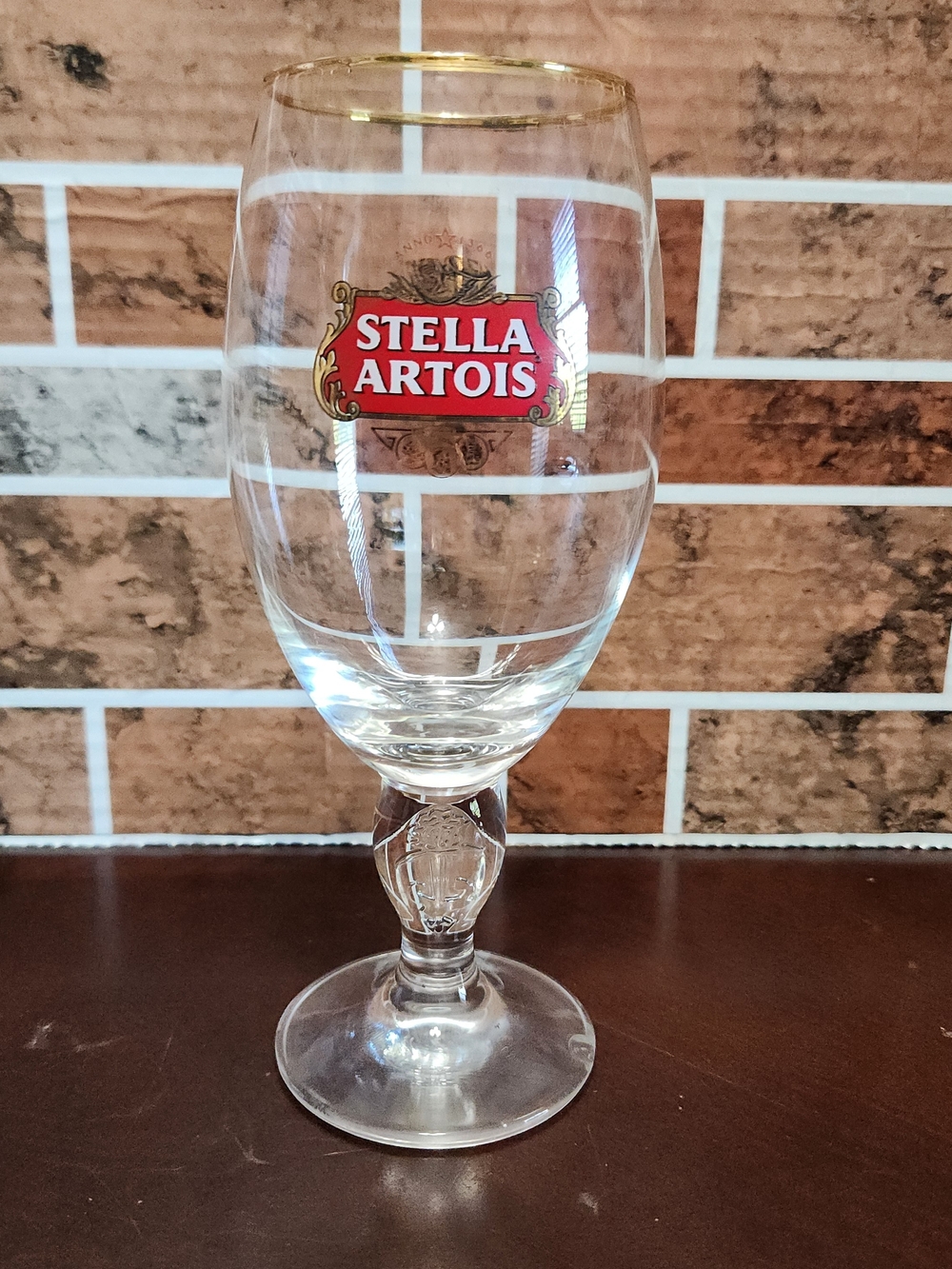 Stella Artois Gold-Rimmed Clear Beer Glass
